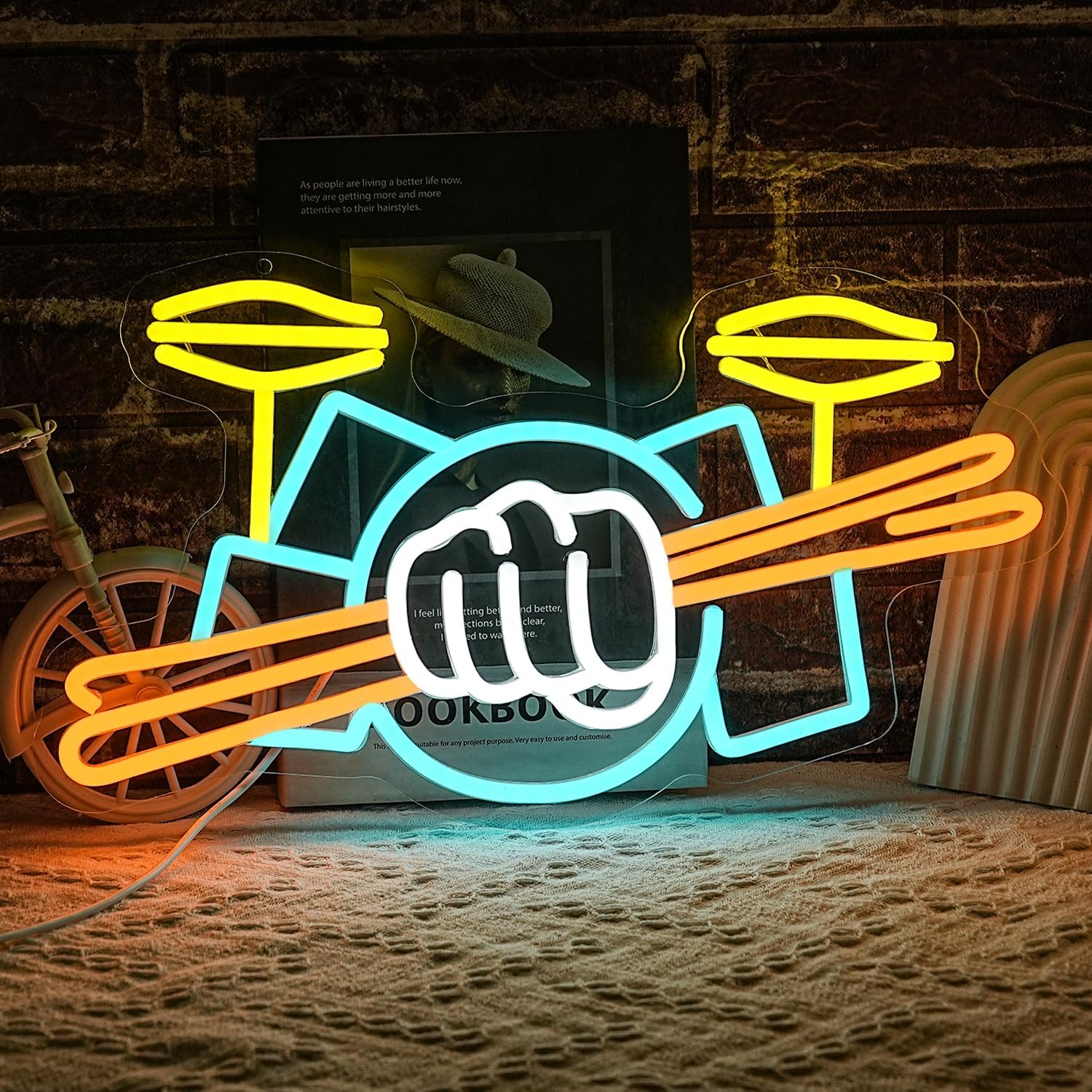 Drum Set Neon Sign USB Powered - огляд і ціна Musical Instrument ____