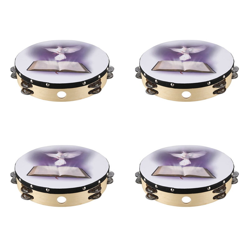 4Pcs 10 Inch Wooden Tambourine - огляд і ціна Musical Instrument Tambourine